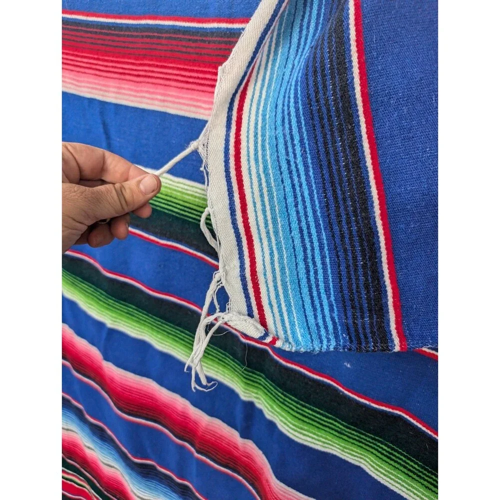 Mexican Serape Blanket Stripe Rainbow Southwest Yoga Acryllic 80 x 52